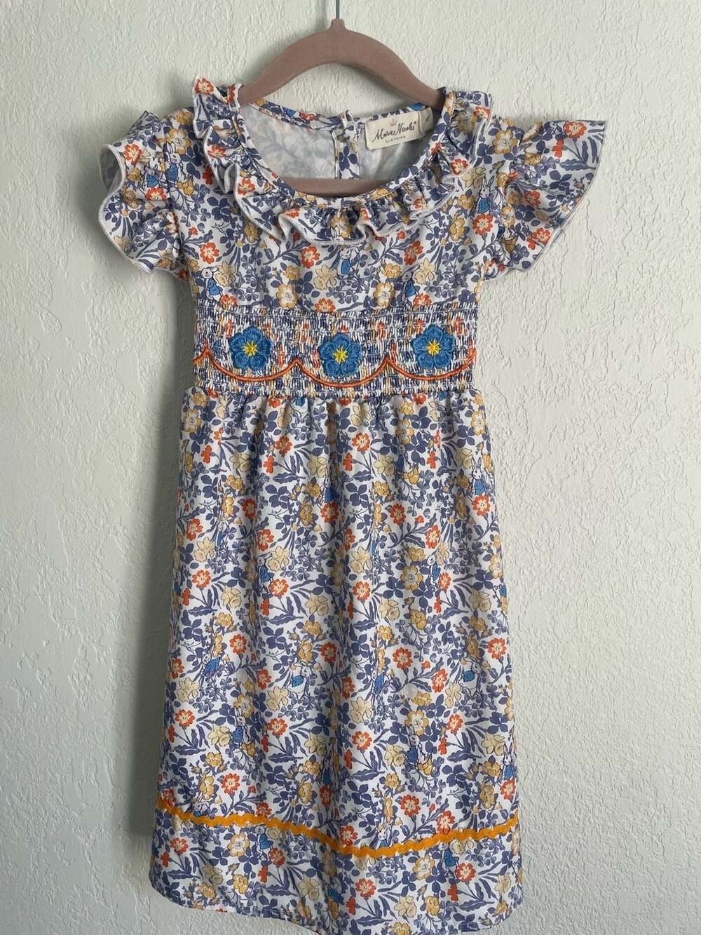 Marie Nicole Clothing Peter Rabbit Floral Smocked Ruffle Dress XL